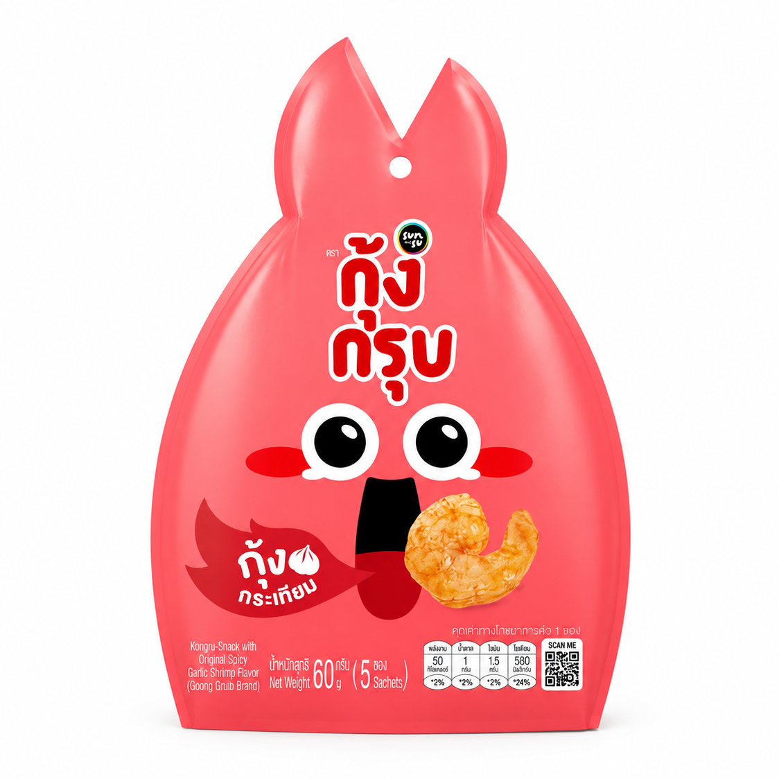 กุ้งกรุบ รสกุ้งกระเทียมสูตรดั้งเดิม 60g