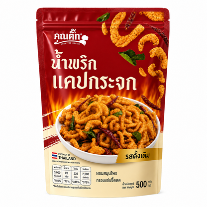 น้ำพริกแคปหมูกระจก รสดังเดิม - คุณติ๊ก 500g