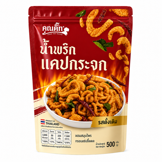 น้ำพริกแคปหมูกระจก รสดังเดิม - คุณติ๊ก 500g