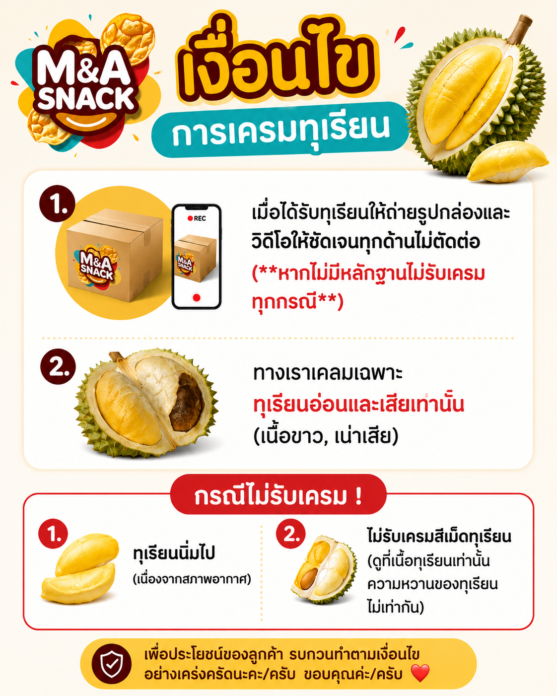 ทุเรียนหมอนทองแกะ 500g