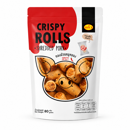 ทองม้วนรสหมูหยองน้ำพริกเผา - แก้ว 80g