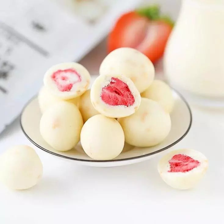 Strawberry-filled chocolate truffles