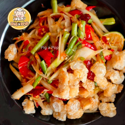 แคบหมูกึ่งสำเร็จรูป (ติดมัน) - Pig a Pop 500g