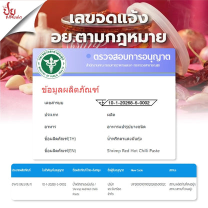 น้ำพริกตาแดงมันกุ้ง - ปุยแสบปาก 210g